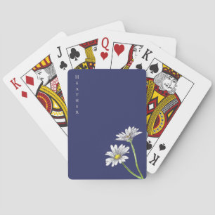 Custom Watercolor Daisy Floral Boho Christmas Gift Playing Cards