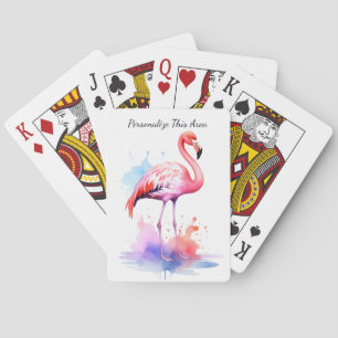 Custom Watercolor Flamingo Playing Cards