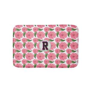Custom Watercolor floral pattern Bath Mat