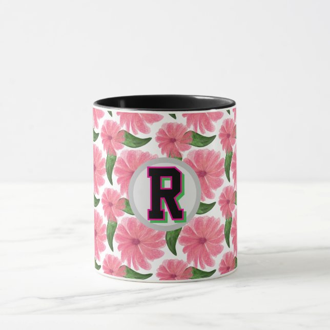 Custom Watercolor floral pattern  Mug (Center)