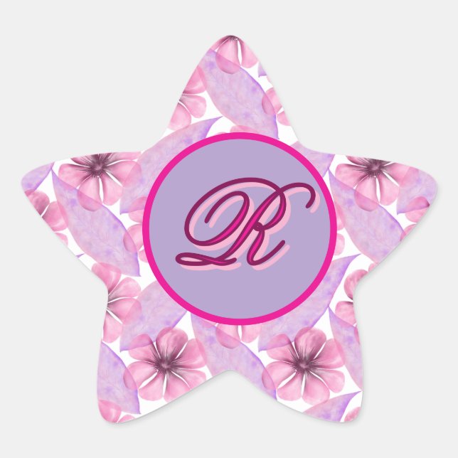 Custom Watercolor floral pattern  Poster Star Sticker (Front)