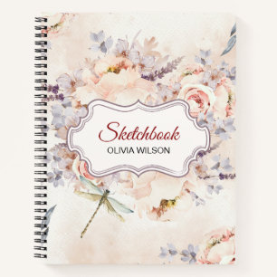 Custom Watercolor Floral Sketchbook Notebook