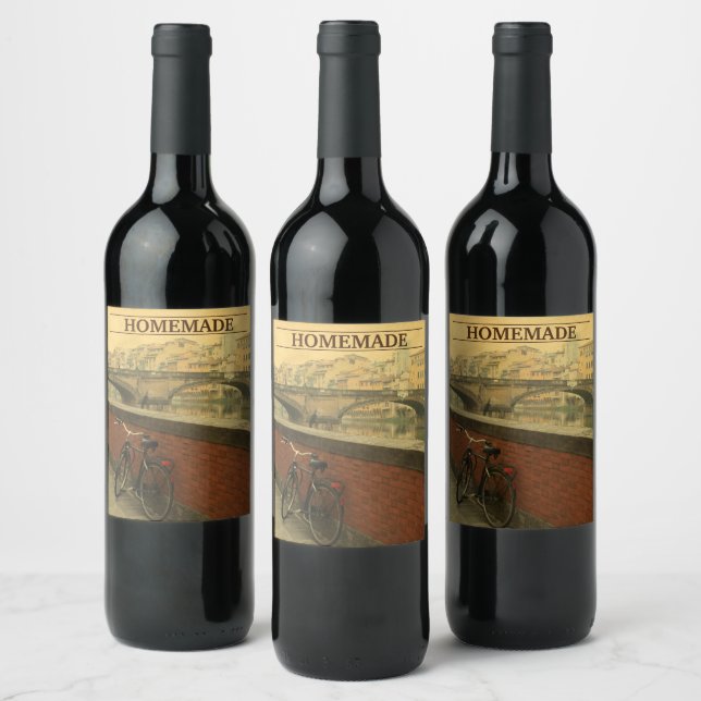 Custom Watercolor Florence Ponte Vecchio Wine Label (Bottles)