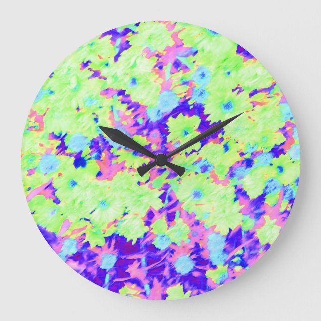 Custom Watercolor Flower Large Wall Clock (Front)