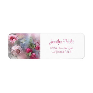 Custom Watercolor Flowers Handwritten Script Return Address Label