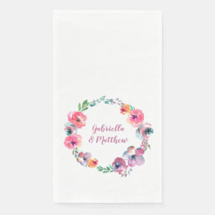 Custom Watercolor Flowers Modern Elegant Wedding  Napkin