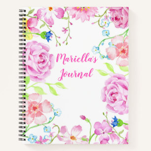 Custom Watercolor Flowers Notebook
