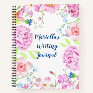Custom Watercolor Flowers Notebook