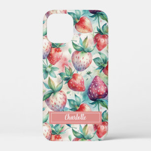 Custom Watercolor Fresh Strawberries iPhone 12 Mini Case