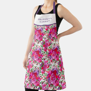 Custom Watercolor Fuchsia Blooms  Apron