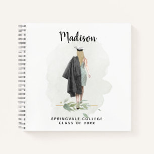 Custom Watercolor Girl Graduation Party Guest Book