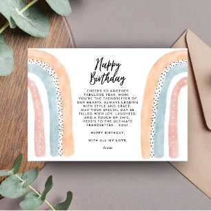 Custom Watercolor Happy Birthday Mum Greeting Card