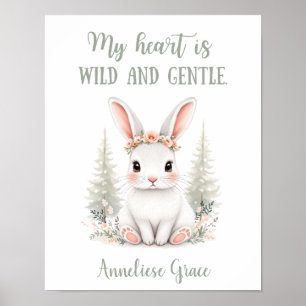 Custom Watercolor Hare Woodland Animal Nursery Poster