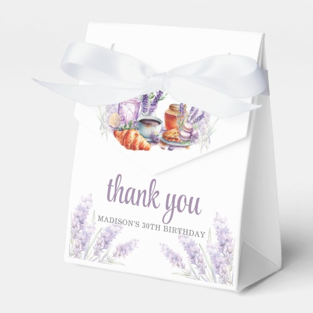 Custom Watercolor Lavender Birthday Brunch Favour Box (Front Side)