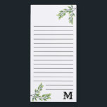 Custom Watercolor Leaves Monogrammed Magnetic Notepad<br><div class="desc">Custom personalised monogrammed notepads for your quick notes.</div>