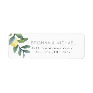 Custom Watercolor Lemon Return Address Label