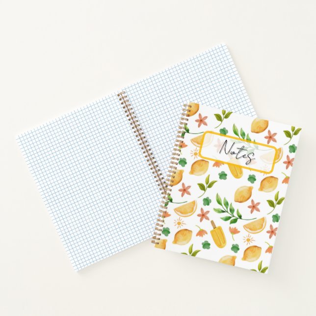 Custom Watercolor Lemons & Popsicles Notebook (Inside)