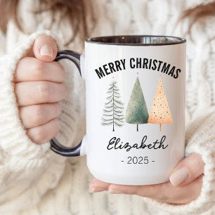 Custom Watercolor Merry Christmas Mug for Coworker