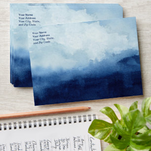 Custom Watercolor Navy Blue Invitation Envelopes