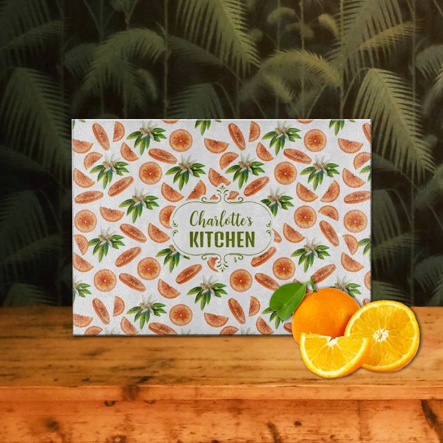 Custom Watercolor Orange Kitchen   Cutting Board (Creator Uploaded)
