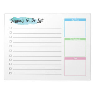 Custom Watercolor Personalised To do list  Notepad
