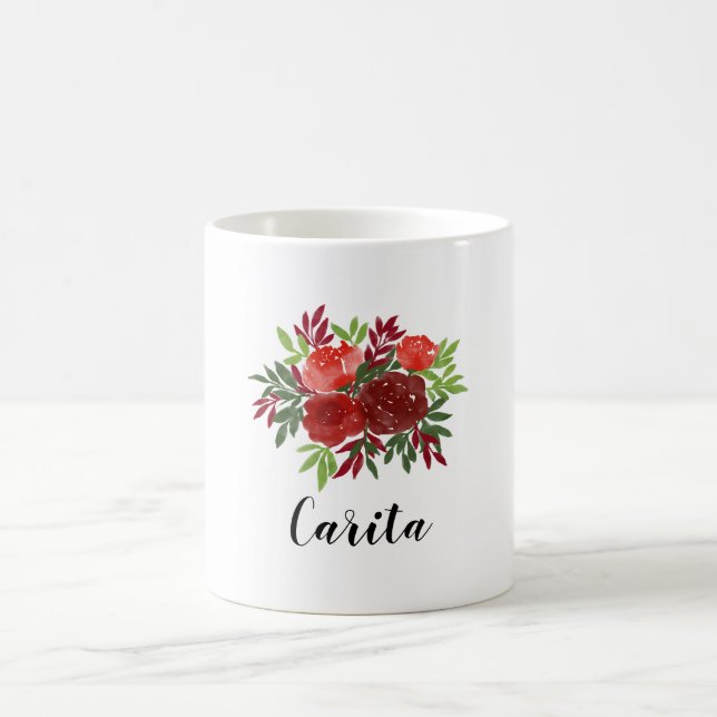 Custom Watercolor Roses Name Mug (Center)