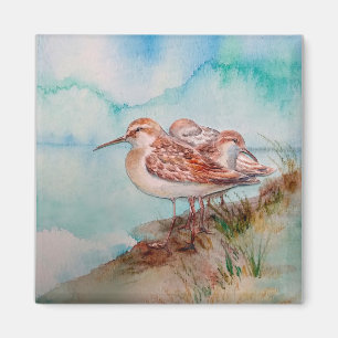 Custom Watercolor Sandpiper Shore Beach Bird Art Magnet