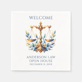 Custom Watercolor Scales Law Firm Napkin