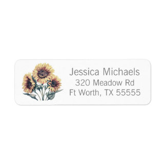 Custom Watercolor Sunflower Return Address Labels