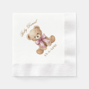 Custom watercolor Teddy Bear Baby Shower Napkin