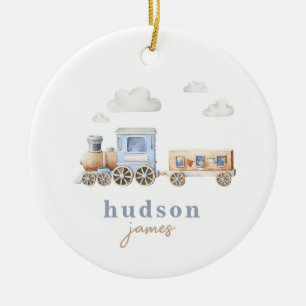 Custom Watercolor Train Ornament