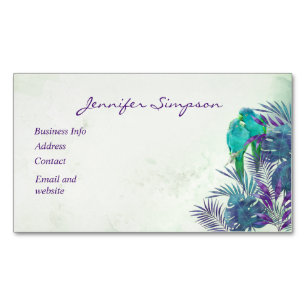Custom  Watercolor Tropical Parrot Business Busine Magnetic Business Card