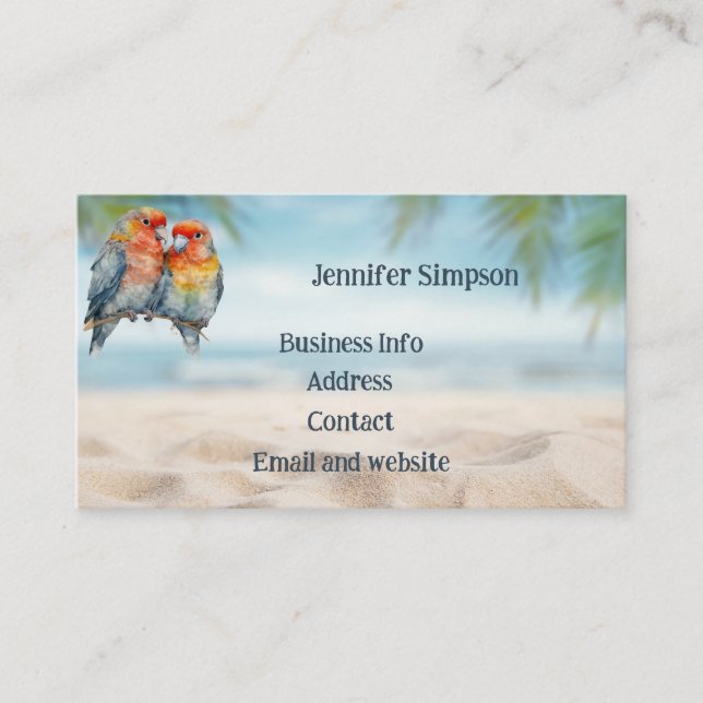 Custom  Watercolor Tropical Parrot Business Business Card (Front)