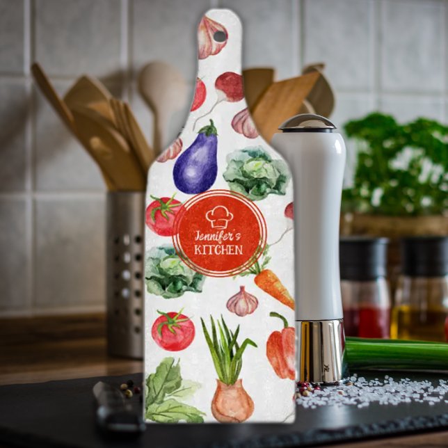 Custom Watercolor Vegetables Kitchen    Cutting Board (Creator Uploaded)