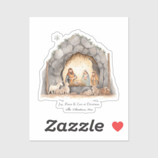 Custom Watercolor Vintage Christmas Nativity Scene