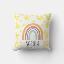 Custom Watercolor Whimsical Boho Rainbow and Sun