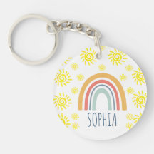 Custom Watercolor Whimsical Boho Rainbow and Sun