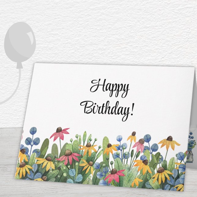 Custom, Watercolor Wildflowers Happy Birthday Card (Creator Uploaded)