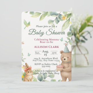 Custom Watercolor Woodland Animal Baby Shower Invitation