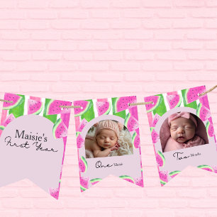 Custom Watermelon 1st Birthday 12 Photo Bunting