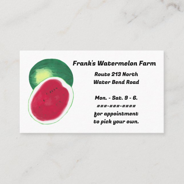 Custom Watermelon Business Cards (Front)