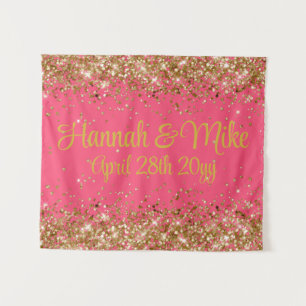 Custom Watermelon & Gold Wedding Photo Booth Prop Tapestry