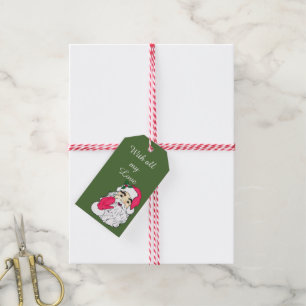 Custom waving santa claus with text gift tags