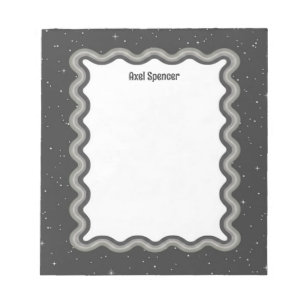 Custom Wavy Border Charcoal Space Stars Customized Notepad