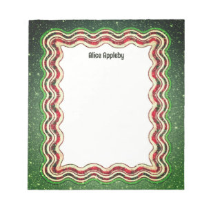 Custom Wavy Border Christmas Red Green Customized Notepad