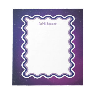 Custom Wavy Border Purple Space Stars Personalized Notepad