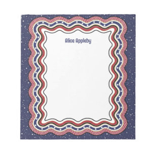 Custom Wavy Border Red White Blue: Personalized Notepad
