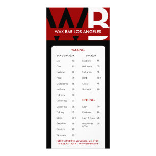 Custom Wax Bar Rack Card