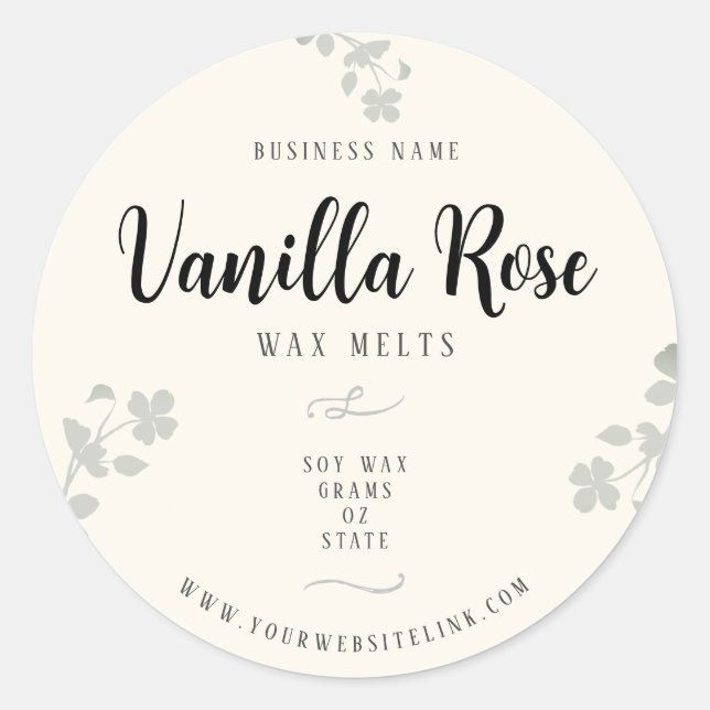 Custom Wax Melt Botanical Farmhouse Labels (Front)