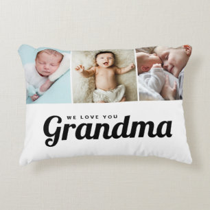 Custom We love you Grandma Grandchildren photos Decorative Cushion